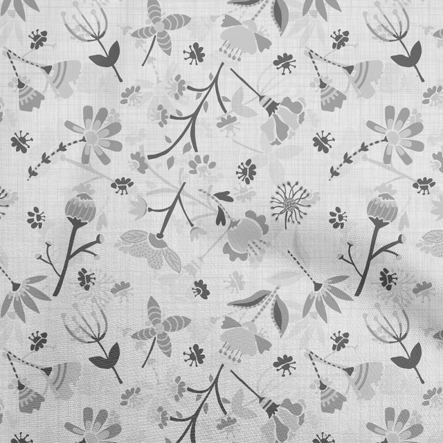 oneOone Polyester Spandex Gray Fabric Florals Fabric For Sewing Printed Craft Fabric By The Yard 56 Inch Wide