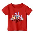 thumbnail image 3 of 4t Fille Tout-Petit Extra Large Enfant Filles Pâques Mignon Graphique Col Rond Manches Courtes T-Shirt Décontracté d'Été, 3 of 4