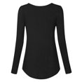 thumbnail image 4 of Pompotops Blouse Tunique Basique Confortable à Manches Longues et Col Rond pour Femmes, Couleur Unie, Décontractée, 4 of 7