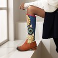 thumbnail image 1 of Fashion Printed Color Block Low-heeled Thick Heel Side Zipper High-top Boots, 1 of 9