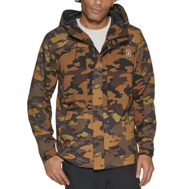 Bass Outdoor Men’s Storm Camouflage Water-Resistant Hiking Tech Jacket,Olive Camo, Small