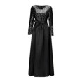 thumbnail image 4 of adviicd Robes de Soirée pour Femmes Élégantes Robes Maxi Moulantes à Manches Longues Col en V Froncé Robe de Cocktail Soirée Noire,TTTG, 4 of 5