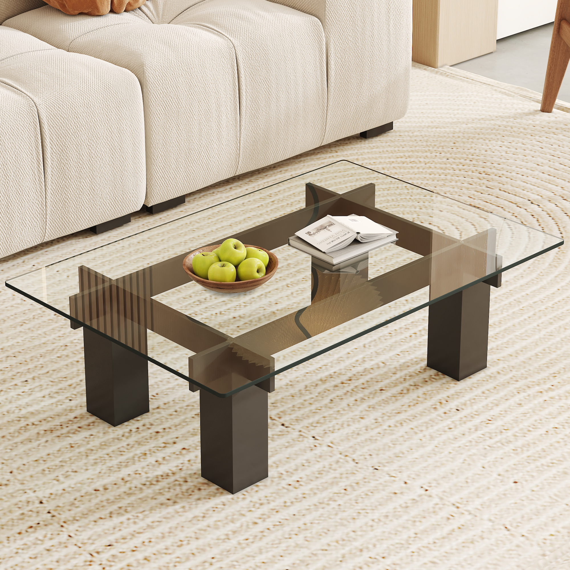Noble House Table basculante rectangulaire en verre trempé de 24x36", uniquement le plan de travail, transparent résistant à la chaleur pour cuisine ou restaurant, transparent