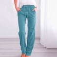 thumbnail image 2 of DPTALR Pantalon Décontracté pour Femmes, Couleur Unie, Élastique, Coupe Ample, Jambe Droite et Grand, 2 of 6