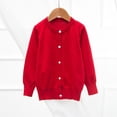 thumbnail image 2 of Tranfacy Long Sleeve Shirts for Girls, Fall Tops, Kids Solid Color Fleece Knitted Cardigan Long Sleeve Round Neck Sweater Button Shirts, 2 of 3