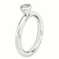 thumbnail image 3 of Bague Topaze Ronde Blanche en Argent Sterling Stackable Expressions Haute 4mm Taille 7, 3 of 3