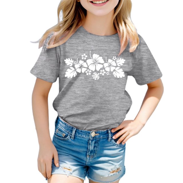 FhsagQ The 7th Of July Garçon et Fille Mode Décontractée Imprimé Col Rond Ample Manches Courtes T-Shirt Haut Petites Filles The 7th Of July T-Shirts 7/8T Ensembles Shorts Gris 12-13 Ans