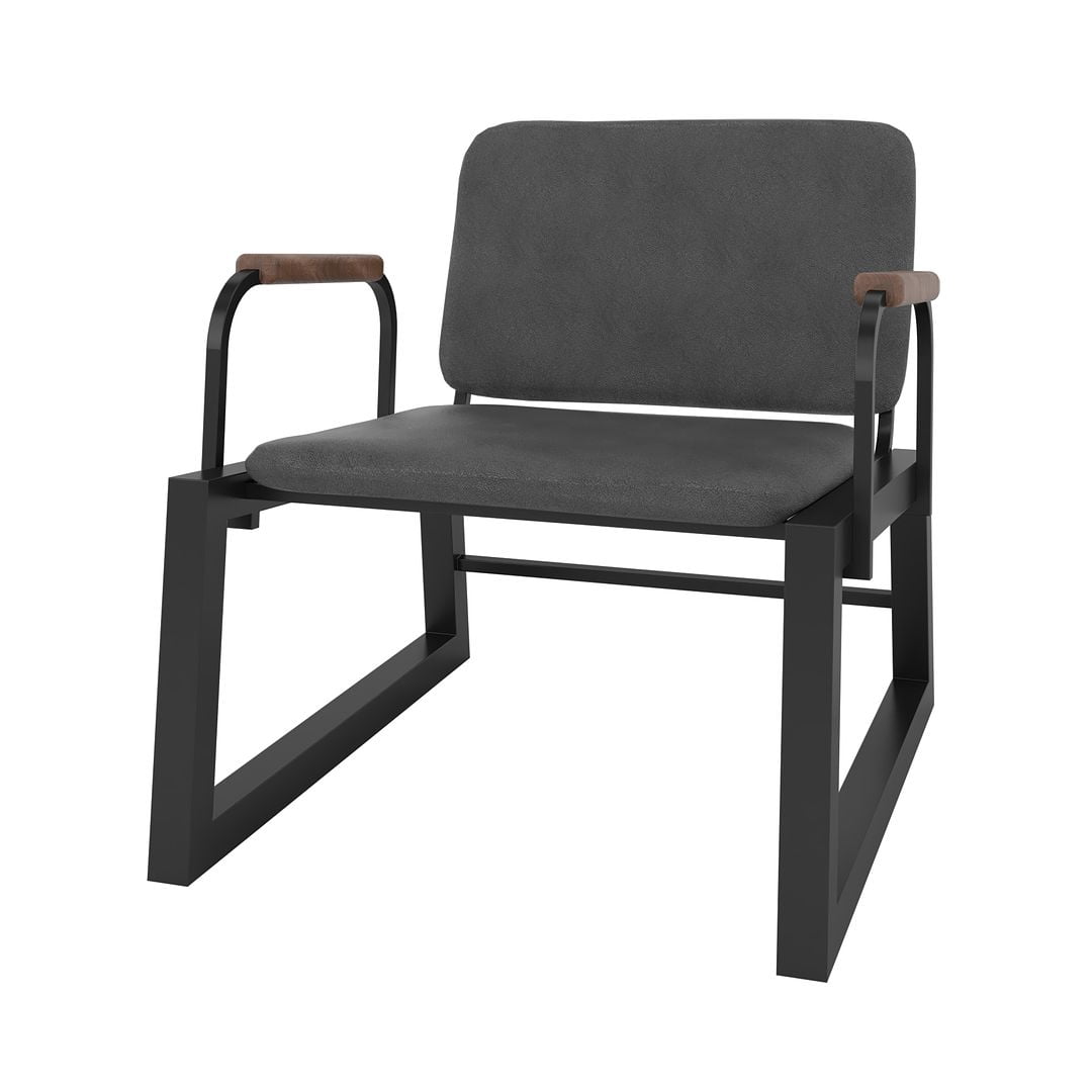 Manhattan Comfort Whythe Fauteuil d'Appoint Bas en Cuir PU 1.0 Noir