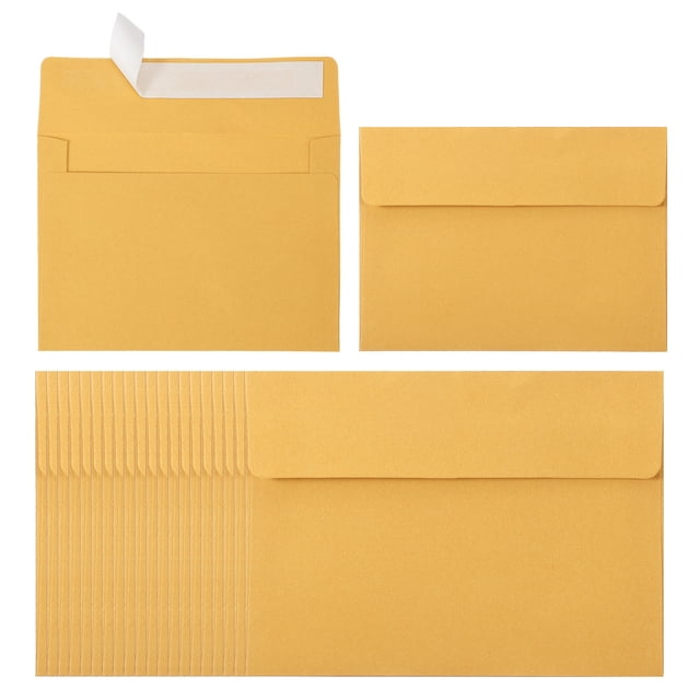 Uxcell 60ack A2 Envelopes, Self Seal Lemon Yellow Invitation Envelopes for Postcard Wedding Cards