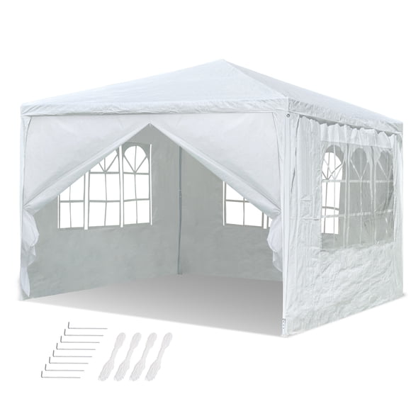 Yescom Tente à Auvent Fermée 10x10 Pieds Blanche pour Mariage et Fête en Plein Air, Patio, avec Paroi Latérale Amovible, Auvent pour Fêtes et Événements