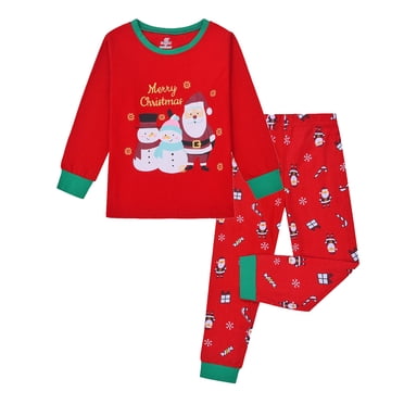 AJIWYH Ensembles de Vêtements pour Garçons, Pyjamas de Noël pour Enfants en Coton à Manches Longues, Ensemble de Pyjamas Assortis pour les Fêtes, Tout-Petits Garçons Filles Enfants Pyjamas de Noël Rouges, 5-6 Ans