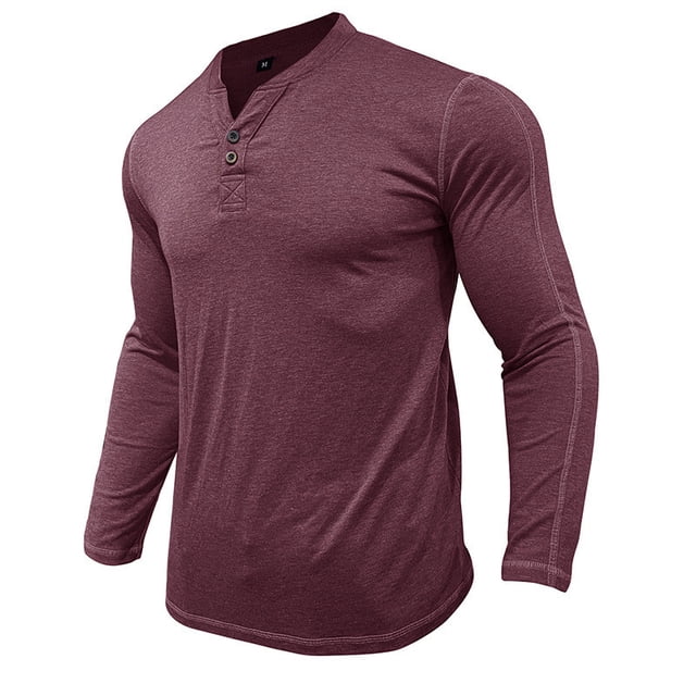 Ketyyh-chn99 Button Up Shirts Men Fashion Male Summer And Spring Solid Color Lapel Long Sleeve Button Neck Oversized T Shirt Top Red,M