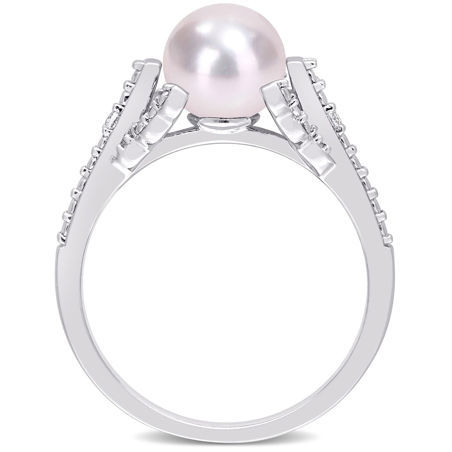 Bague Miabella en argent sterling avec perles de culture d'eau douce et accents de diamants