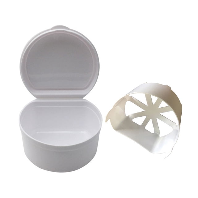 kiplyki Denture Case Dental Bath Box False Teeth Storage Box with Hanging