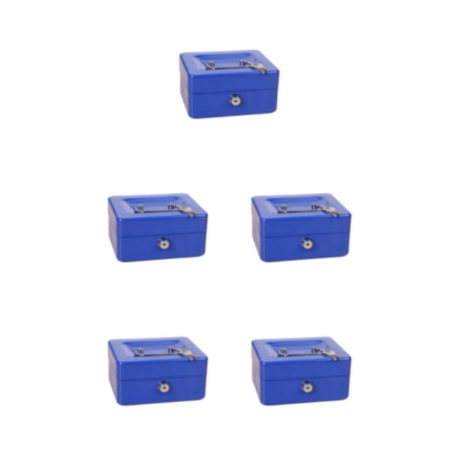 ZheElen Lightweight Portable Metal Money Box - Cash Safe And Organized Easy To Money Box With Double Layer blue 5Set