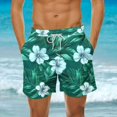 thumbnail image 1 of Swim Trunks for Men, Hawaiian Print Quick-Dry Polyester with Elastic Waistband and Drawstring, UPF 50+, Mesh Lined, 2 Slanted Pockets, 1 of 6
