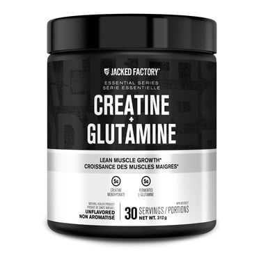 Creatine + Glutamine - Canadian-Owned Supplement with L-Glutamine for Muscle Recovery & Growth, Increased Strength, Enhanced Energy Output, and Gut Health - 30 Servings