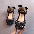 thumbnail image 4 of Girls Rhinestone Bow Dress Shoes, Sparkly Sequins Ballet Flats for Wedding Party, Adjustable Strap Princess Mary Janes Sandals, 4 of 5