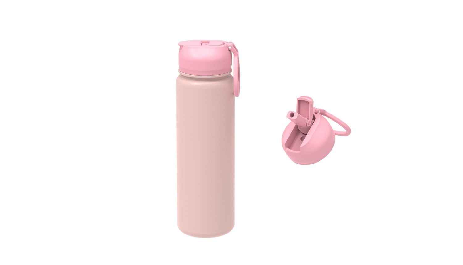 Gourde de sport en acier inoxydable à double paroi et isolation sous vide Mainstays, 700 ml, rose, avec couvercle anti-fuites, pour la salle de sport, les déplacements et un usage quotidien