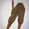 thumbnail image 2 of Timegard Shorts pour Femmes, Taille Haute Élastique, Cordon de Serrage, Bas Resserré, Shorts Mi-Cuisse Décontractés avec Poches, 2 of 6