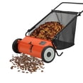 thumbnail image 1 of Balayeuse Poussée de 26 Po avec Sac Coupe-Herbe de 7 Pi3, Cadre en Acier Robuste, 4 Brosses Rotatives, Hauteur Réglable – Nettoyage Polyvalent des Feuilles et de l'Herbe pour Pelouses, Orange, 1 of 7