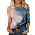 thumbnail image 2 of Hauts pour Femmes T-shirt Imprimé de Mode pour Femmes Blouse à Manches 3/4 Col Rond Hauts Décontractés Blouses pour Femmes en Liquidation, 2 of 4