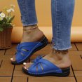 thumbnail image 1 of Mefallenssiah Women'S Summer Plus Wedge Heels Solid Color Bow Fish Mouth Beach Slippers, 1 of 9