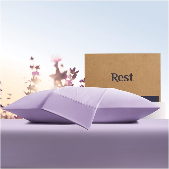 REST Evercool+ Cooling Pillow Cases Standard - 2 Pillowcase for Sensitive Skin Silver Infused Fabric for Hygienic Sleep Silky Smooth for Curly Hair High Elastic for Snug Fit (19x29 inches)
