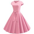 thumbnail image 2 of EGNMCR Robes d'Été Femmes Tendance 2024 Femmes Vintage Manches Courtes 50s Ménagère Décontractée Soirée Fête Bal Robe, 2 of 9
