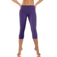 thumbnail image 3 of Mode Décontractée Femmes Uni Extensible Dames Taille Haute Pantalon Grand Pantalons de Yoga Capris, 3 of 8