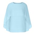 thumbnail image 4 of RXIRUCGD Chemisier en Chiffon à Manches Longues et Col Rond pour Femmes, Bleu Ciel, Taille : 2TG, 4 of 8