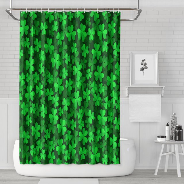 Ensemble de Rideau de Douche avec Doublure à Boutons-Pression, Feuille de Trèfle Chanceux Irlandais Vacances (1) Rideaux de Douche Doublure de Douche Réutilisable, Rideaux de Salle de Bain en Polyester Décoratifs, 72x72 Pouces