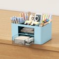 thumbnail image 3 of RKSTN Stationery Organizer Desk Organizer with 2 Drawer Multi Functional Pencil for Desk Desk Organizers and Accessories with 5 Compartments Drawer for Office with Study Supplies, 3 of 5