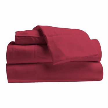 Comfy Bamboo World Series Ensemble de Draps en Microfibre 4 Pcs, Drap pour Lit Double, Rouge