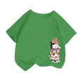 thumbnail image 1 of GDREDA Vêtements Fille Enfant Filles Mignon Mode Imprimé Décontracté Ample Col Rond Manches Courtes Tee Été T-Shirt Hauts Filles Manches Courtes Hauts Vert,2-4 Ans, 1 of 4