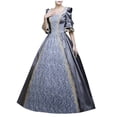 thumbnail image 3 of Huanglei Robe pour Femme Style Rétro Couleur Unie Manches Trompette Longue Robe de Princesse, 3 of 5