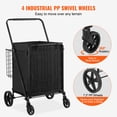 thumbnail image 4 of VEVOR Folding Shopping Cart with Removable Waterproof Liner, 330LBS Large Capacity Jumbo Grocery Cart with Dual Basket, 360° Swivel Wheels, Dense Metal Mesh Base, Heavy Duty Utility Cart for Shopping, 4 of 9