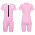 thumbnail image 1 of Aislor Kids Big Girls Zippered Swimsuit Swimwear Bathing Suit Rash Guard Shorty Sun Protection Wetsuit Pink 8, 1 of 7