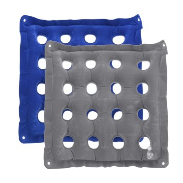 Unique Bargains Coussin de Siège Gonflable, Coussins de Chaise d'Air Portables Carrés, Bleu Gris 2 Pack