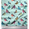 thumbnail image 3 of Soimoi Green Japan Crepe Satin Fabric Rufous Flycatcher Bird Printed Fabric 1 Yard 44 Inch Wide, 3 of 3