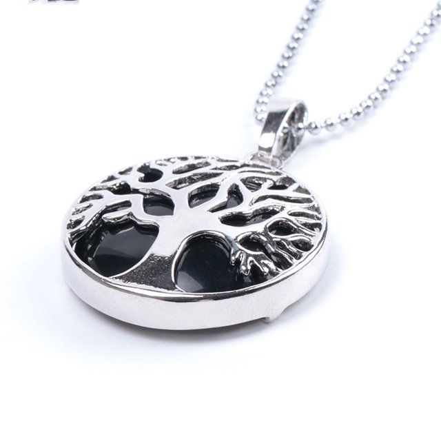 Natural Round Gem Stone Kabbalah Tree of Life Necklaces Pendants