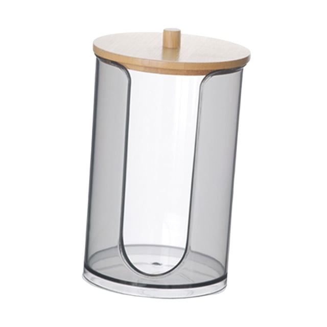 GUOOL Distributeur de Gobelets de Salle de Bain Support de Coussinet à Bille Multifonction Réutilisable Rangement de Salle de Bain Noir avec Couvercle en Bois