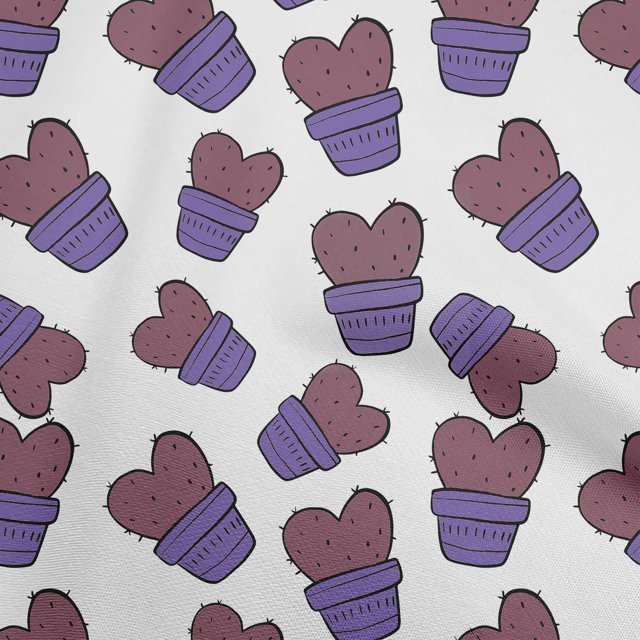 oneOone Polyester Lycra Purple Fabric Cactus Sewing Material Print Fabric By The Yard 56 Inch Wide