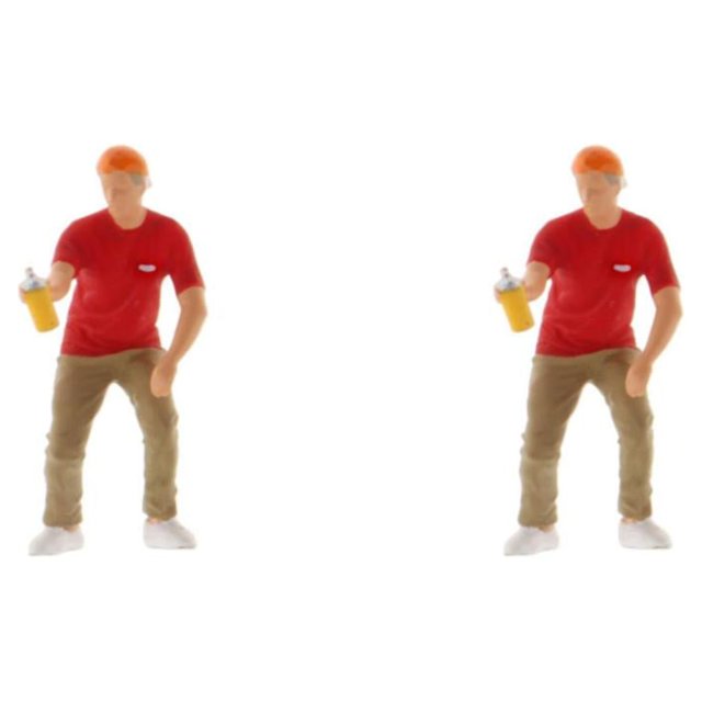 Wweixi Figurine Diorama 1/87 Personnages en Résine Train Disposition Garçon Rouge 2Ensemble