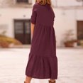 thumbnail image 4 of Robes d'Invitée de Mariage pour Femmes Courtes Mode Femmes Automne Uni Décontracté Col Rabattu Manches Longues Vacances Robe à Boutons Robe de Mariage à Manches Longues en Liquidation, 4 of 9