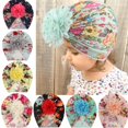 thumbnail image 2 of Hair Wrap Soft Touch Wide Application Polyester Floral Printed Baby Hat Kids Accessories, 2 of 10