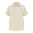 thumbnail image 3 of Besolor Womens Plus Size Button down Shirts Collared Short Sleeve Textured Summer Casual Tops Blouse with Pocket, 3 of 5