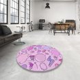 thumbnail image 4 of Ahgly Tapis Rond Lavable en Machine Intérieur Transitionnel Orchidée Violet, 7 Pieds Rond, 4 of 7