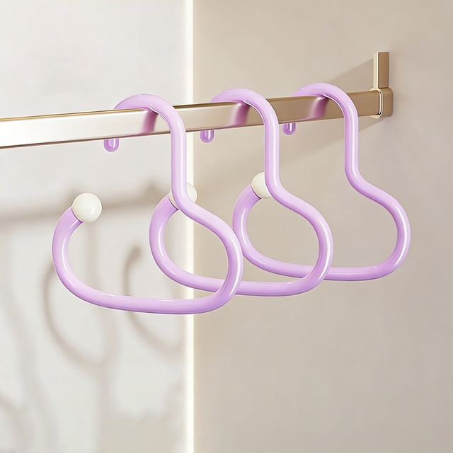 Plastic Clothes Hangers Purple Round Hanging Hat Scarf Storage Rack Non-Slip Ring Clothes Hanger for Shawls and Household Organization(3Pcs) JASKFLY