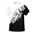thumbnail image 4 of Cameland T-Shirt à Manches Courtes Décontracté d'Été pour Femmes, à Boutons, Col Rond, Chandail Blouse Hauts, 4 of 5